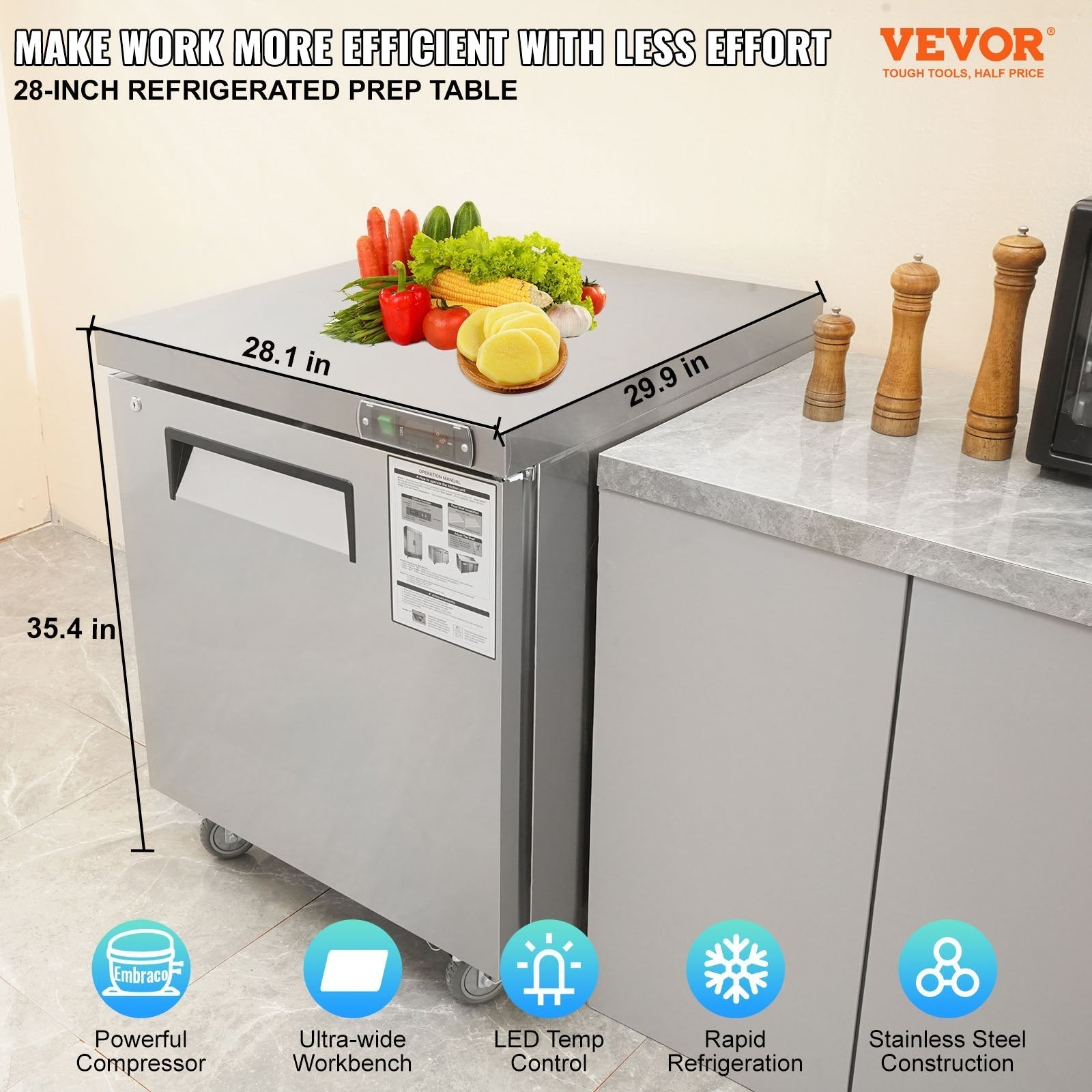 VEVOR Commercial Refrigerator, 28