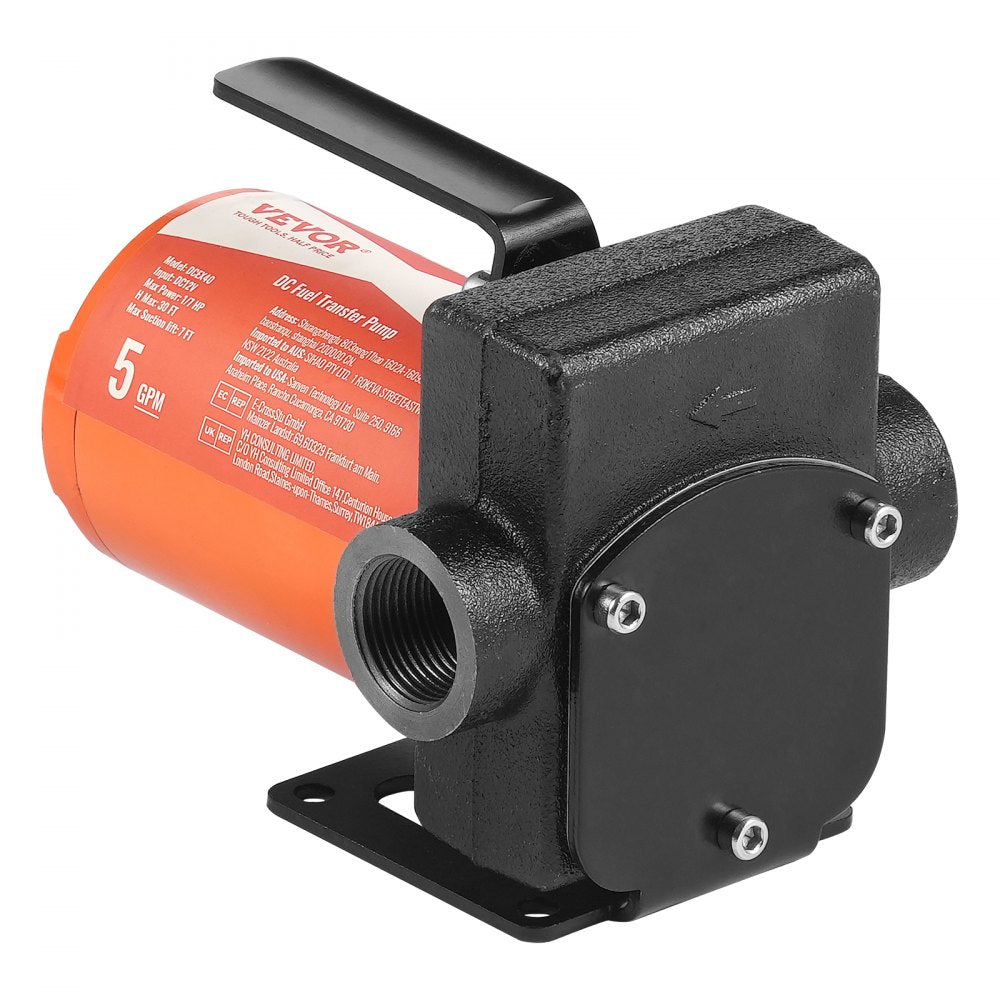 VEVOR Fuel Transfer Pump 12V 5 GPM 1/10 HP Diesel Pump with Auto Fuel Nozzle