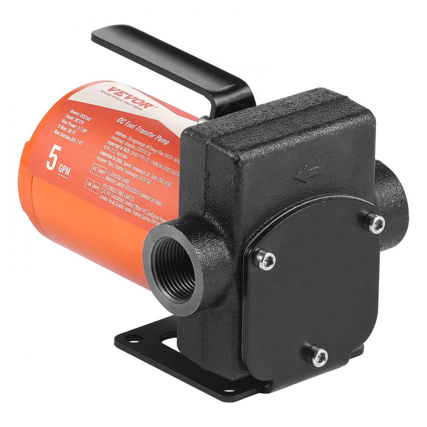 VEVOR Fuel Transfer Pump 12V 5 GPM 1/10 HP Diesel Pump with Auto Fuel Nozzle