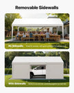 VEVOR Carport Car Canopy 10x20FT Heavy Duty Car Shelter with Sidewalls White
