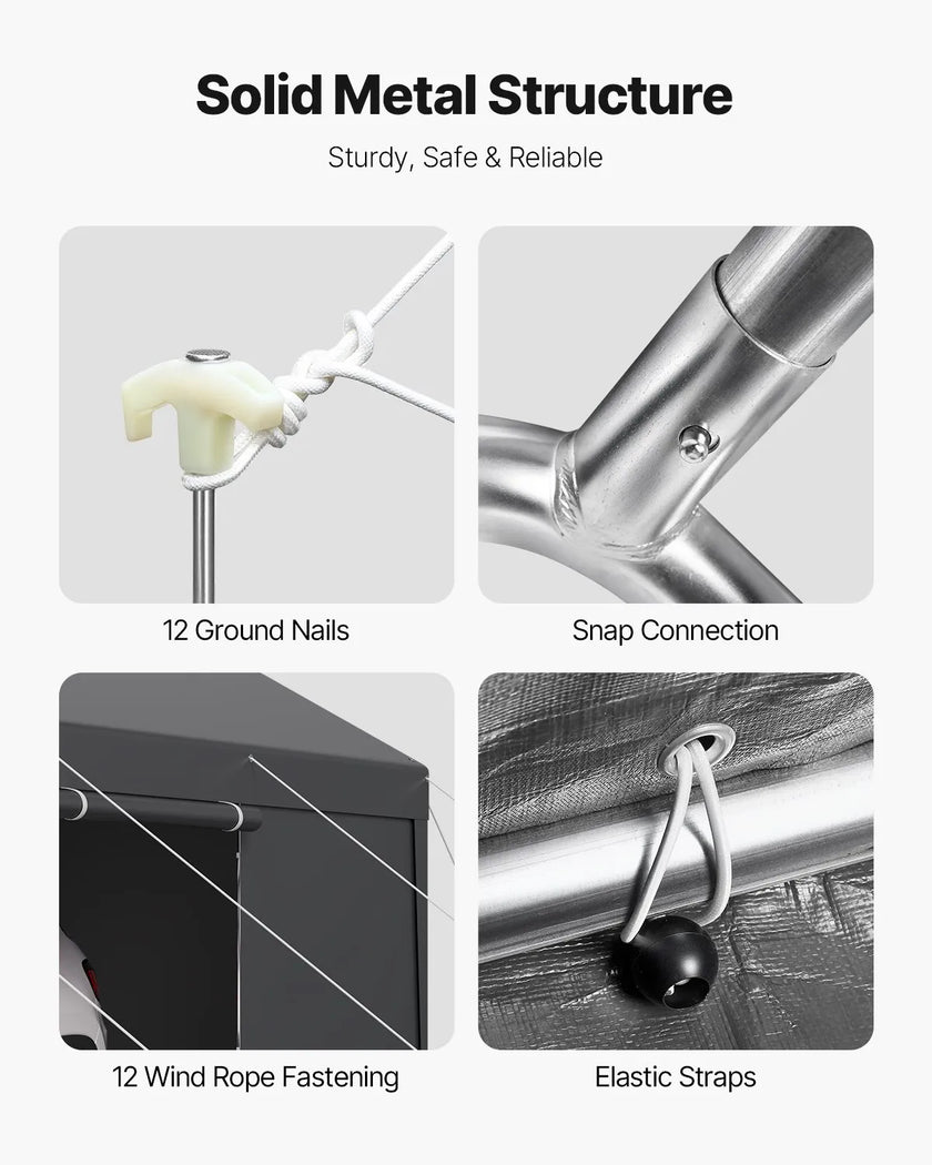 VEVOR Carport Car Canopy 12x20FT Heavy Duty Car Shelter with Sidewalls Grey