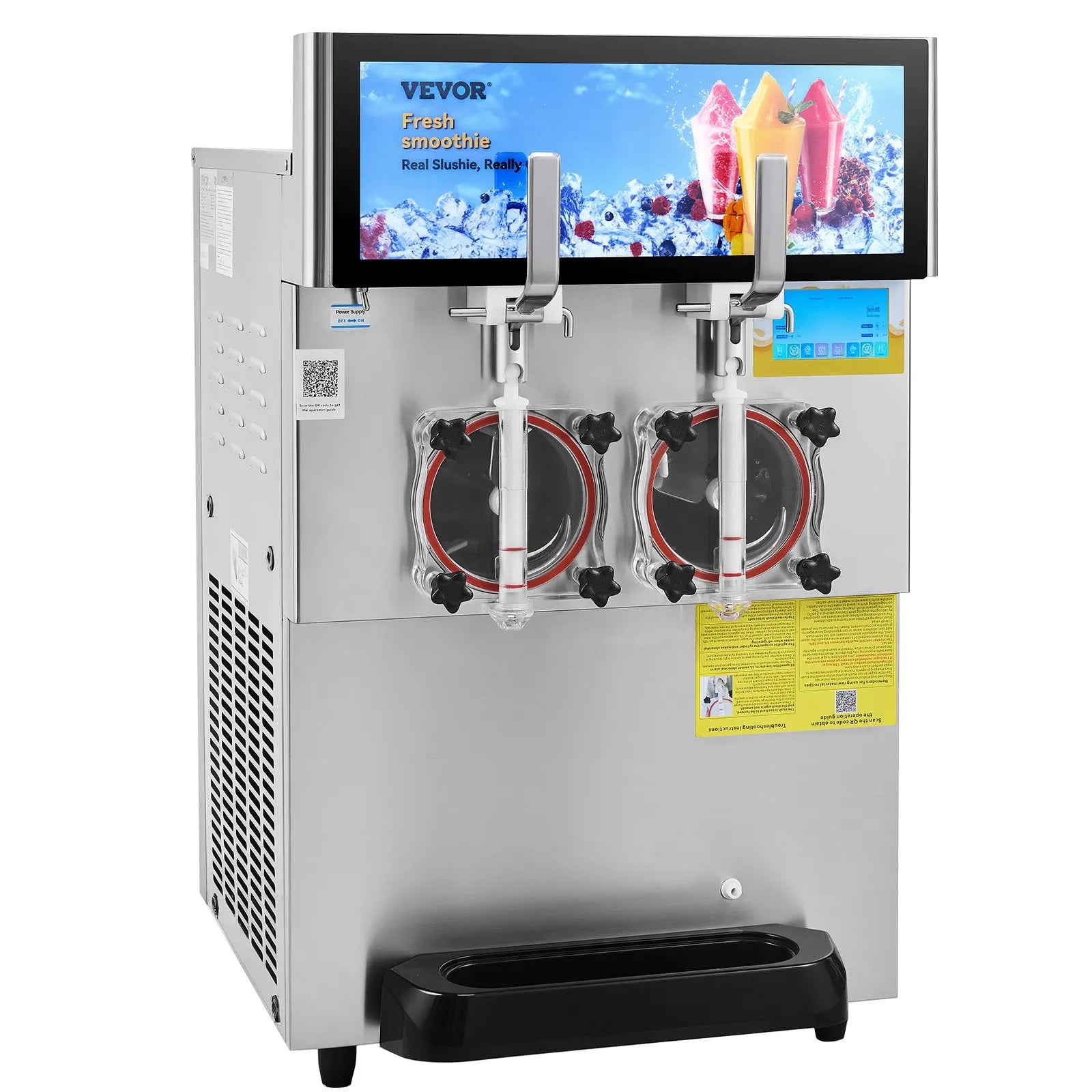 VEVOR Commercial Slushy Machine, 8L / 2.1 Gal Double Bowl Margarita Machine, 1155W Stainless Steel Margarita Smoothie Frozen Drink Maker, Slushie Machine for Party Cafes Restaurants Bars Home