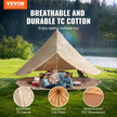 VEVOR Canvas Bell Tent, 4 Seasons 5 m/16.4 ft Yurt Tent, Canvas Tent for Camping with Stove Jack, Breathable Tent Holds up to 8 People, Family Camping Outdoor Hunting Party