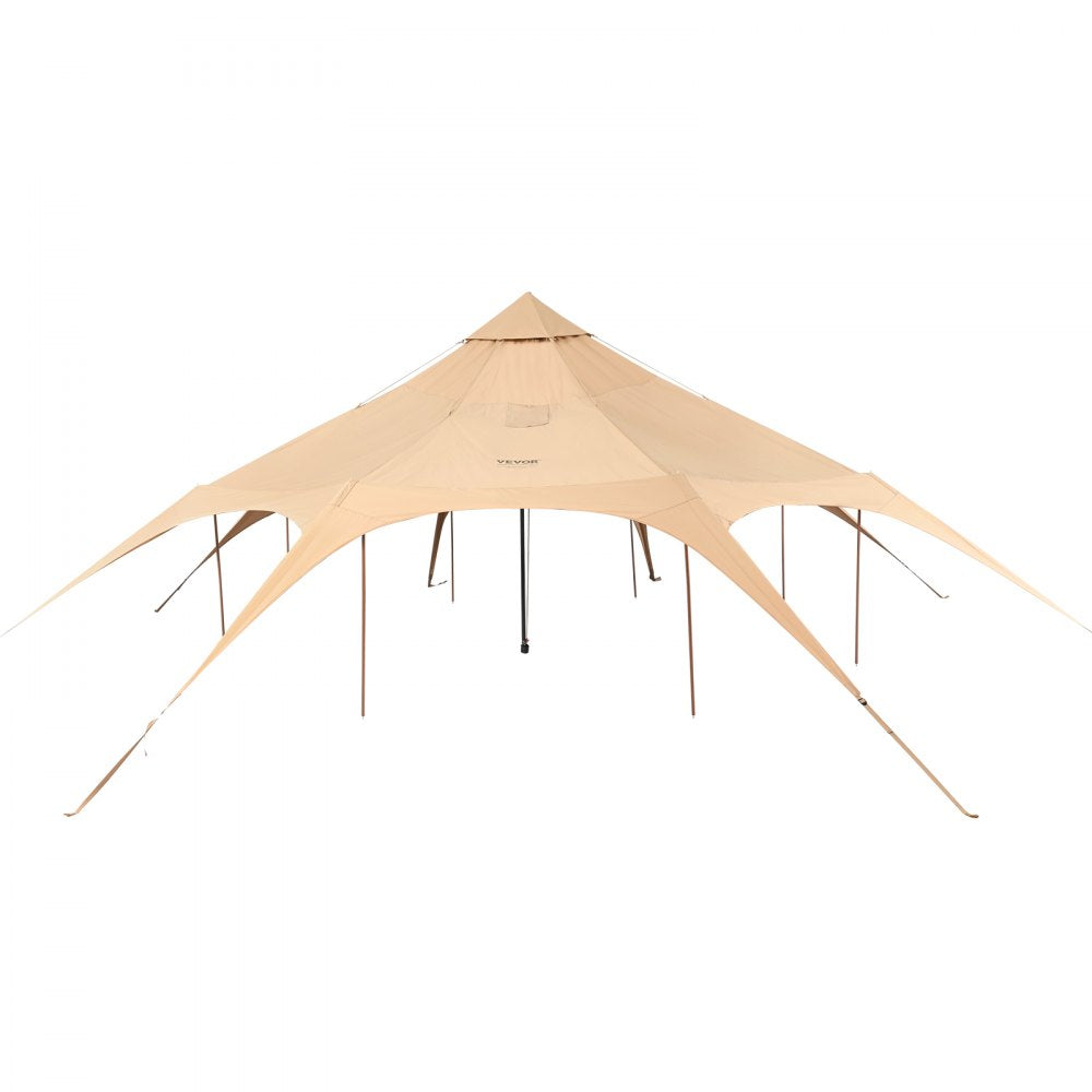 VEVOR Canvas Tent, 4 Seasons 5 m/16.4 ft Bell Tent, Canvas Tent for Camping with Stove Jack, Breathable Yurt Tent for up to 8 People, Family Camping Outdoor Hunting Party