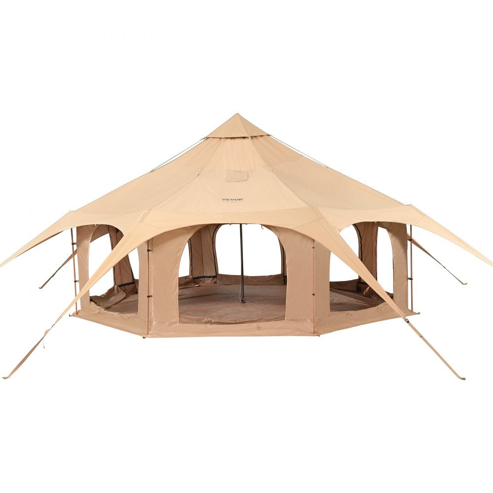VEVOR Canvas Tent, 4 Seasons 5 m/16.4 ft Bell Tent, Canvas Tent for Camping with Stove Jack, Breathable Yurt Tent for up to 8 People, Family Camping Outdoor Hunting Party