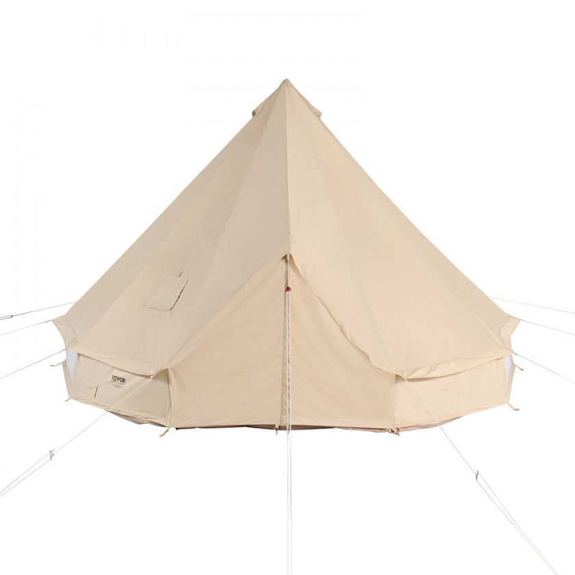 VEVOR Canvas Bell Tent, 4 Seasons 7 m/22.97 ft Yurt Tent, Canvas Tent for Camping with Stove Jack, Breathable Tent Holds up to 12 People, Family Camping Outdoor Hunting Party