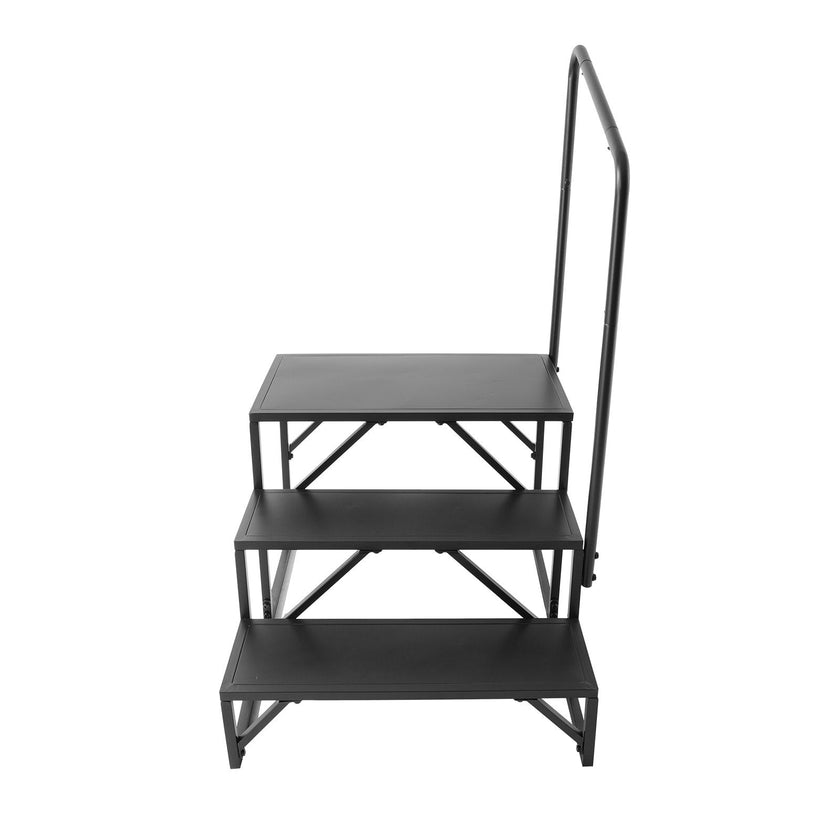 VEVOR RV Steps, 3-Step RV Stairs, 440 LBS Load Capacity, Thickened Carbon Steel, With Handrail, Non-Slip Steps for Safe Entry and Exit, Suit for RV, Trailer, Camper Steps