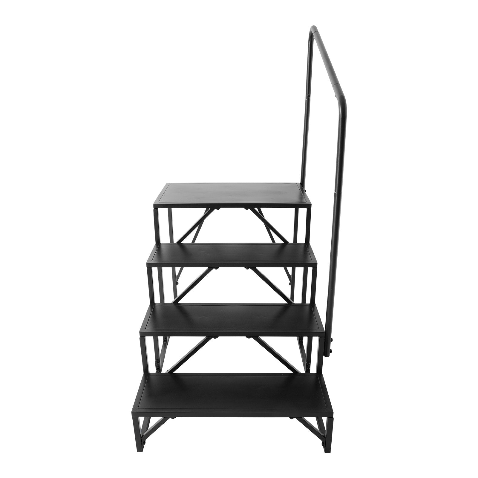 VEVOR RV Steps, 4-Step RV Stairs, 440 LBS Load Capacity, Thickened Carbon Steel, With Handrail, Non-Slip Steps for Safe Entry and Exit, Suit for RV, Trailer, Camper Steps