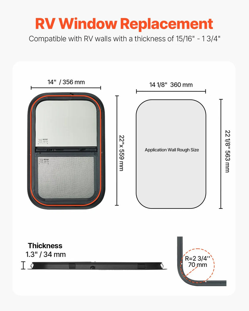 VEVOR Vertical RV Window 14