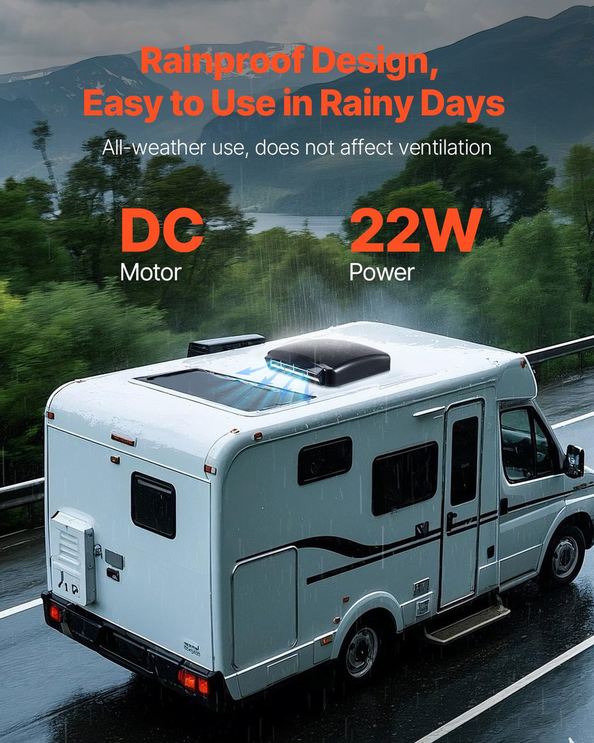 VEVOR RV Vent Roof Fan 14 inch Reversible with Rain Cover Power Top Lid