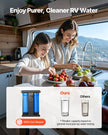 VEVOR RV Water Filter System 2-Cartridge with Basket for Campers Boats RVs Vans