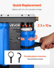 VEVOR RV Water Filter System 2-Cartridge with Basket for Campers Boats RVs Vans