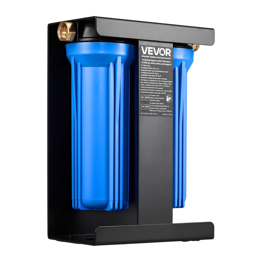 VEVOR RV Water Filter System 2-Cartridge with Basket for Campers Boats RVs Vans