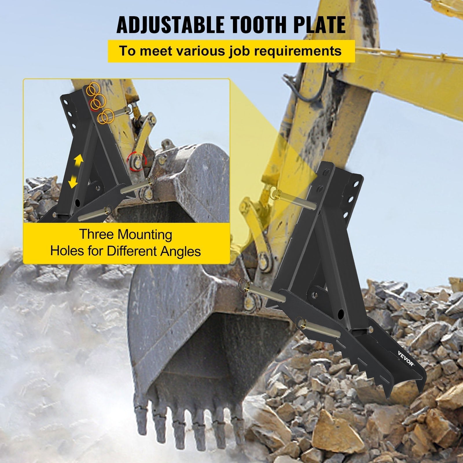 VEVOR Backhoe Excavator Thumb DIY Backhoe 24 inch Backhoe Excavator Thumb Attachments Weld 1/2 Inch Teeth Thick Steel Plate Assembly CNC Plasma Cut Bolt-On Design
