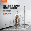 VEVOR Dust Barrier Poles, 10 Ft Poles with 4 Telescoping Poles, Carry Bag, and 32.8x13.12 Ft Plastic Film, for Interior Decoration and Painting Projects