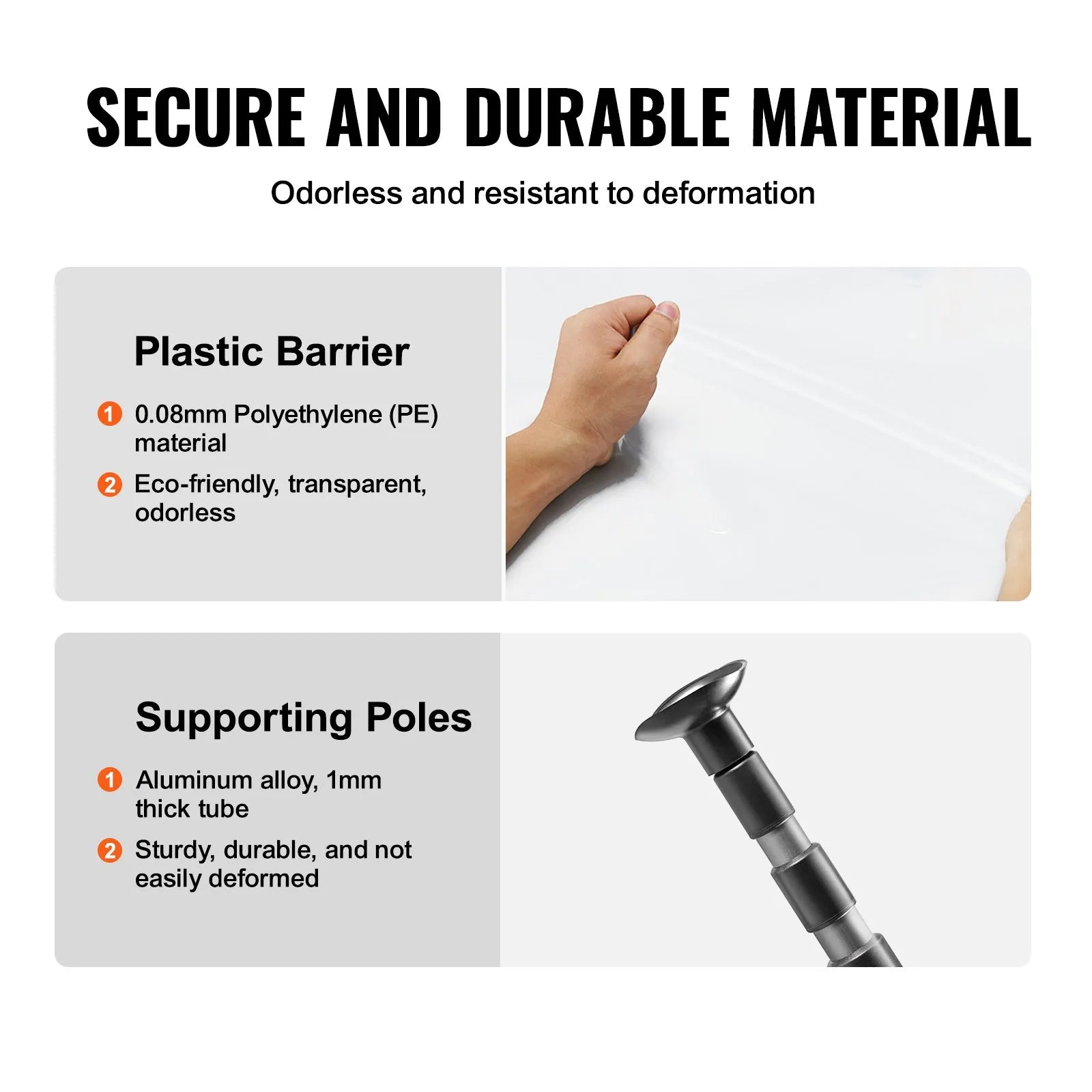 VEVOR Dust Barrier Poles, 10 Ft Poles with 4 Telescoping Poles, Carry Bag, and 32.8x13.12 Ft Plastic Film, for Interior Decoration and Painting Projects