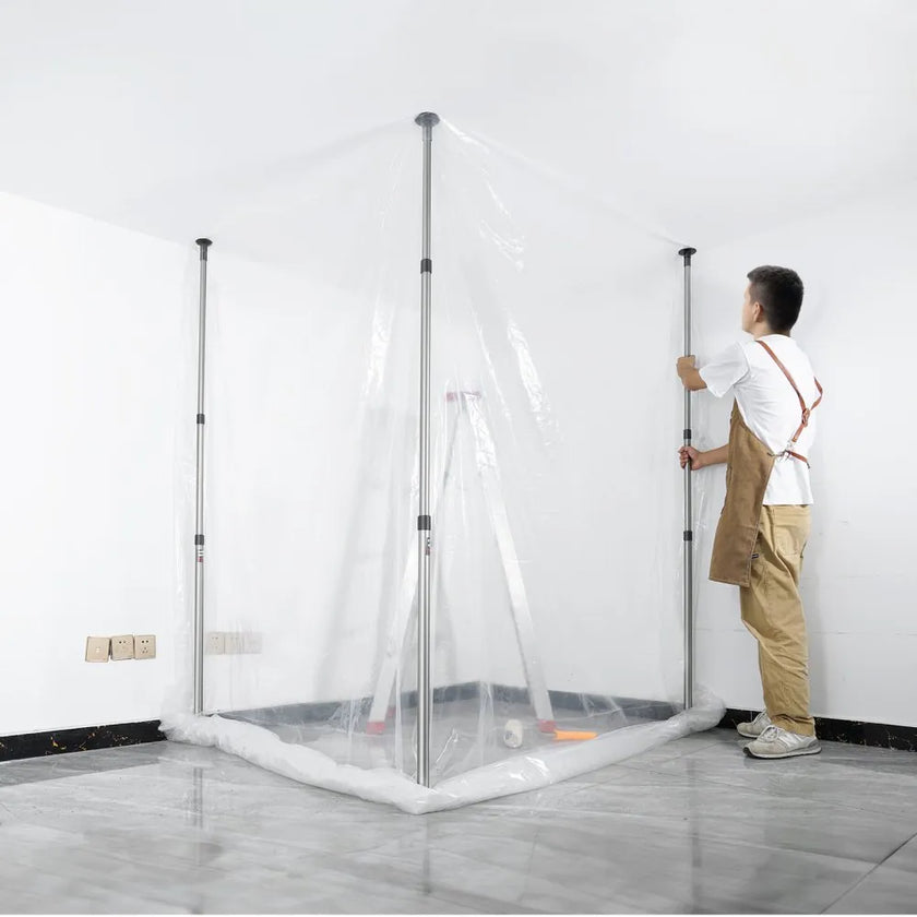 VEVOR Dust Barrier Poles 12 Ft with 4 Telescoping Poles Dust Barrier System