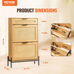 VEVOR Rattan Shoe Cabinet Shoe Organizer with 2 Flip Drawers & 1 Slide Drawer