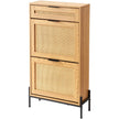VEVOR Rattan Shoe Cabinet Shoe Organizer with 2 Flip Drawers & 1 Slide Drawer