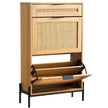 VEVOR Rattan Shoe Cabinet Shoe Organizer with 2 Flip Drawers & 1 Slide Drawer