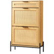 VEVOR Rattan Shoe Cabinet Shoe Organizer with 2 Flip Drawers & 1 Slide Drawer
