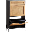 VEVOR Rattan Shoe Cabinet Shoe Organizer 2 Flip Drawers & 1 Slide Drawer Black