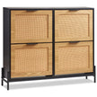 VEVOR Rattan Shoe Storage Cabinet Shoe Storage Organizer with 4 Flip Drawers