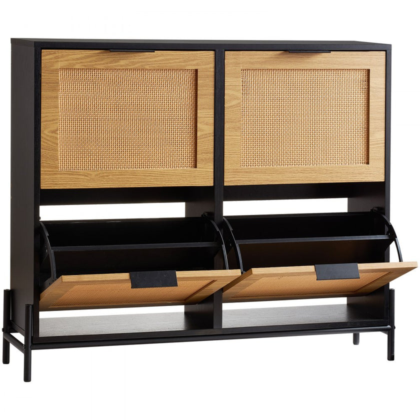 VEVOR Rattan Shoe Storage Cabinet Shoe Storage Organizer with 4 Flip Drawers