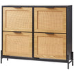 VEVOR Rattan Shoe Storage Cabinet Shoe Storage Organizer with 4 Flip Drawers