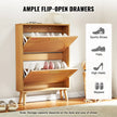 VEVOR Shoe Cabinet with 2 Flip Drawers, Shoe Storage Cabinet for Entryway, Free Standing Shoe Storage Organizer with Rattan Doors for Heels, Boots, Slippers in Hallway, Living Room