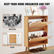 VEVOR Shoe Cabinet with 2 Flip Drawers, Shoe Storage Cabinet for Entryway, Free Standing Shoe Storage Organizer with Rattan Doors for Heels, Boots, Slippers in Hallway, Living Room