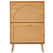 VEVOR Shoe Cabinet with 2 Flip Drawers, Shoe Storage Cabinet for Entryway, Free Standing Shoe Storage Organizer with Rattan Doors for Heels, Boots, Slippers in Hallway, Living Room