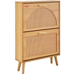 VEVOR Shoe Cabinet with 2 Flip Drawers, Shoe Storage Cabinet for Entryway, Free Standing Shoe Storage Organizer with Rattan Doors for Heels, Boots, Slippers in Hallway, Living Room