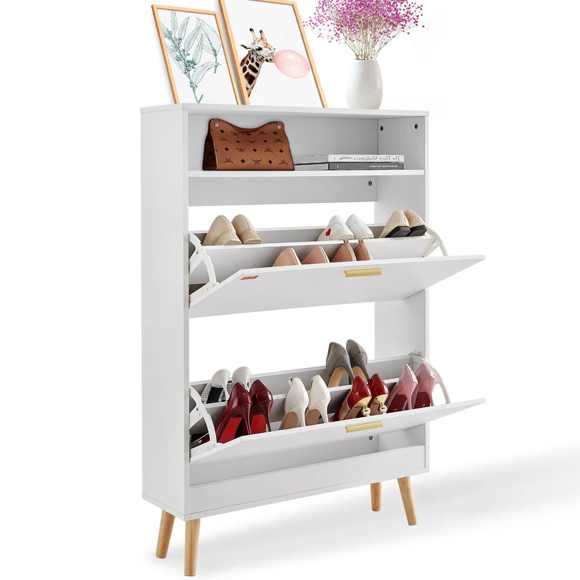 VEVOR Shoe Cabinet with 2 Flip Drawers, Shoe Storage Cabinet for Entryway, Free Standing Shoe Storage Organizer with Top Storage Cubby for Heels, Boots, Slippers in Hallway, Living Room