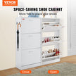 VEVOR Shoe Cabinet with 3 Flip Drawers, Shoe Storage Cabinet for Entryway, Free Standing Shoe Storage Organizer with Side Hooks for Heels, Boots, Slippers in Hallway, Living Room