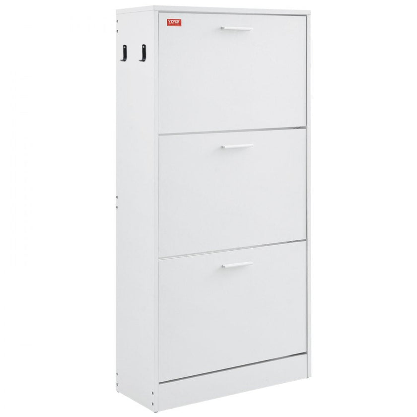 VEVOR Shoe Cabinet with 3 Flip Drawers, Shoe Storage Cabinet for Entryway, Free Standing Shoe Storage Organizer with Side Hooks for Heels, Boots, Slippers in Hallway, Living Room