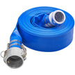 VEVOR Backwash Hose, 2 in x 50 ft, Heavy-Duty PVC Flat Pool Discharge Hose with Aluminum Camlock C & E Fittings, Clamps, Compatible with Pumps, Sand Filters, for Swimming Pools Waste Water Drain, Blue