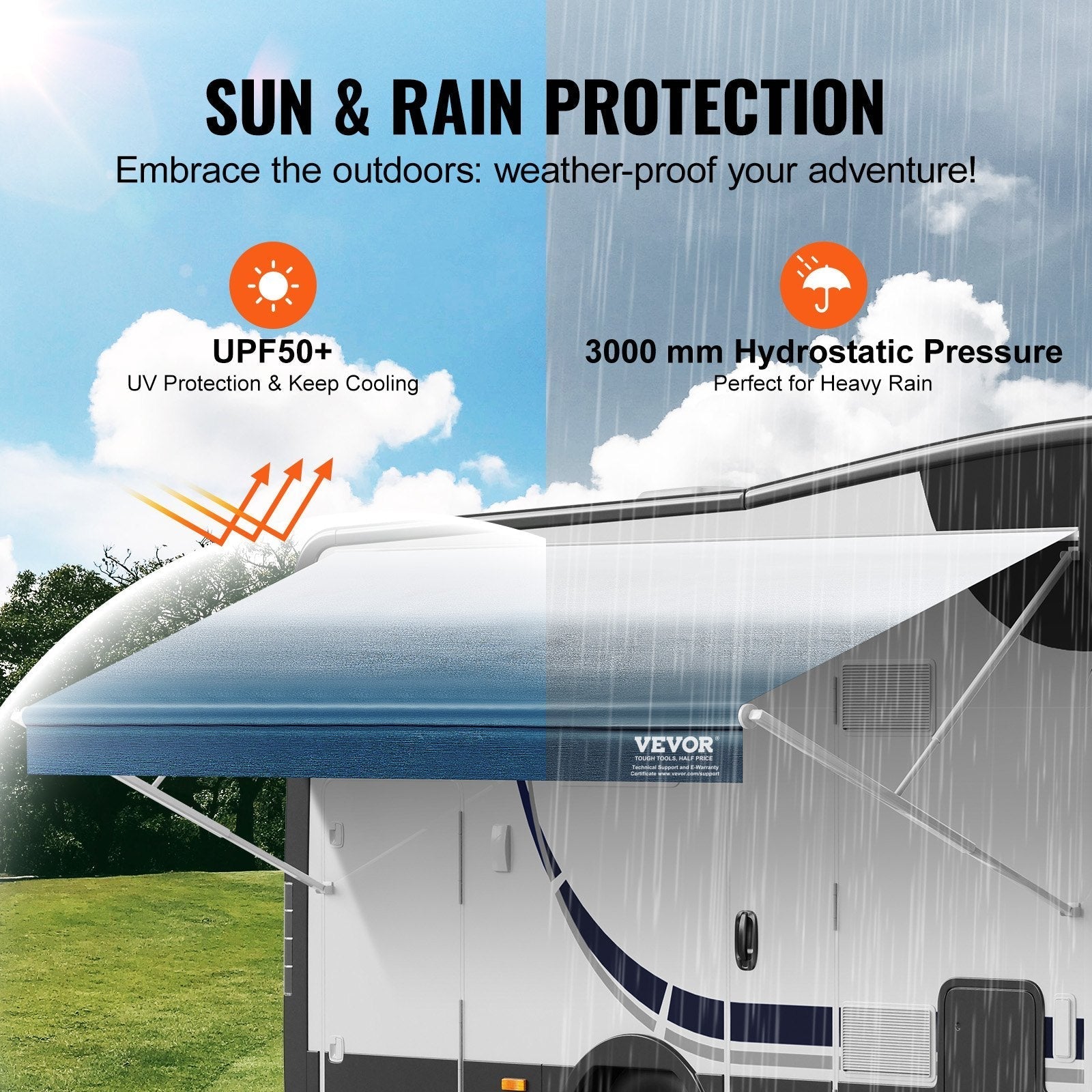 VEVOR RV Awning Fabric Replacement, 12'2