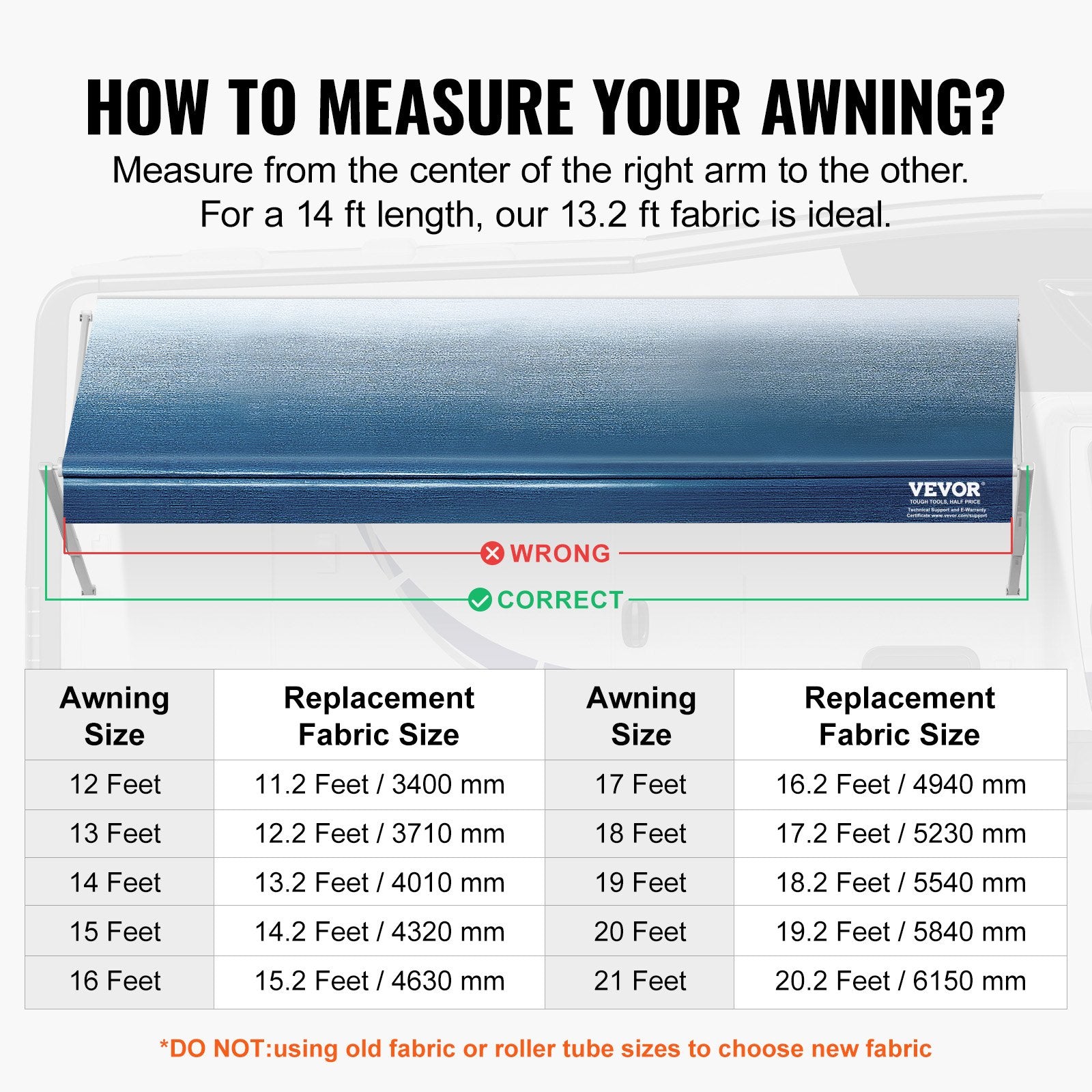 VEVOR RV Awning Fabric Replacement, 13'2