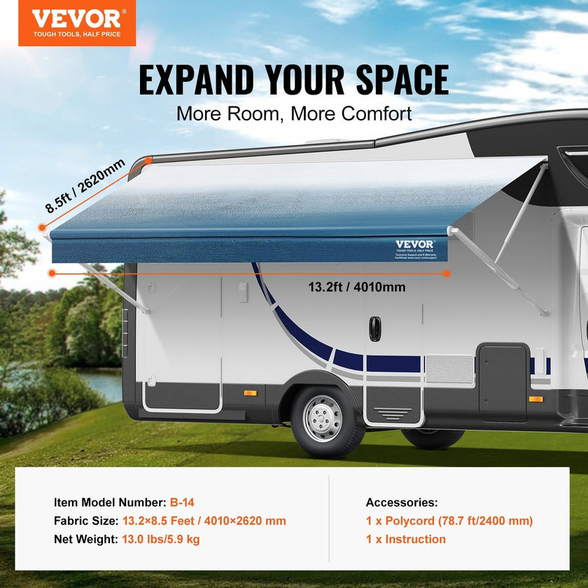 VEVOR RV Awning Fabric Replacement, 13'2