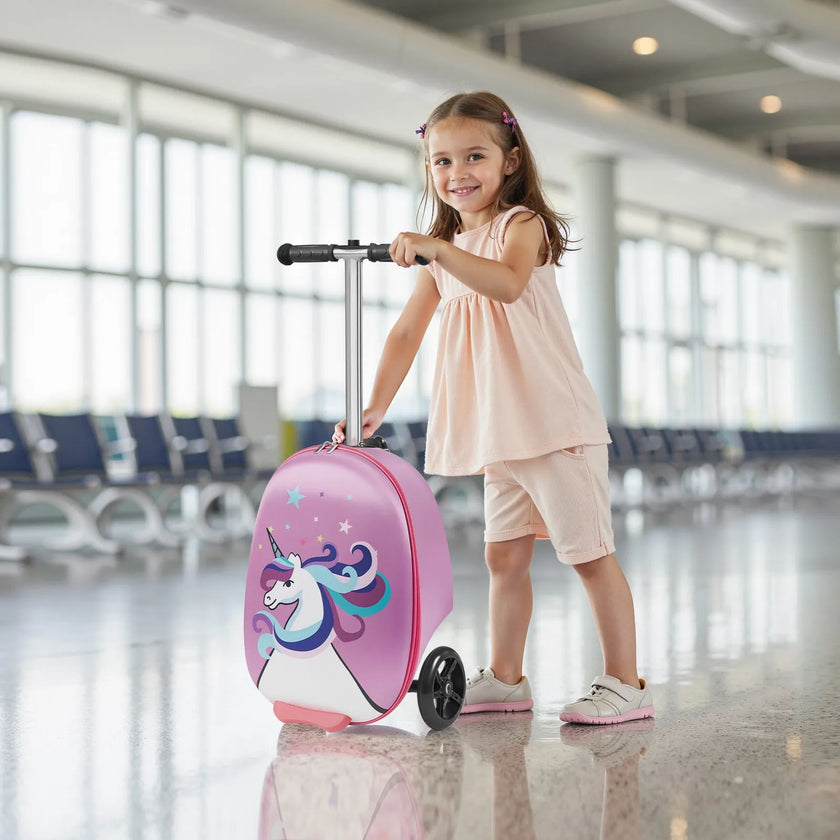 VEVOR Ride-on Luggage 20-inch Kids Scooter Suitcase with Flash Wheels Purple