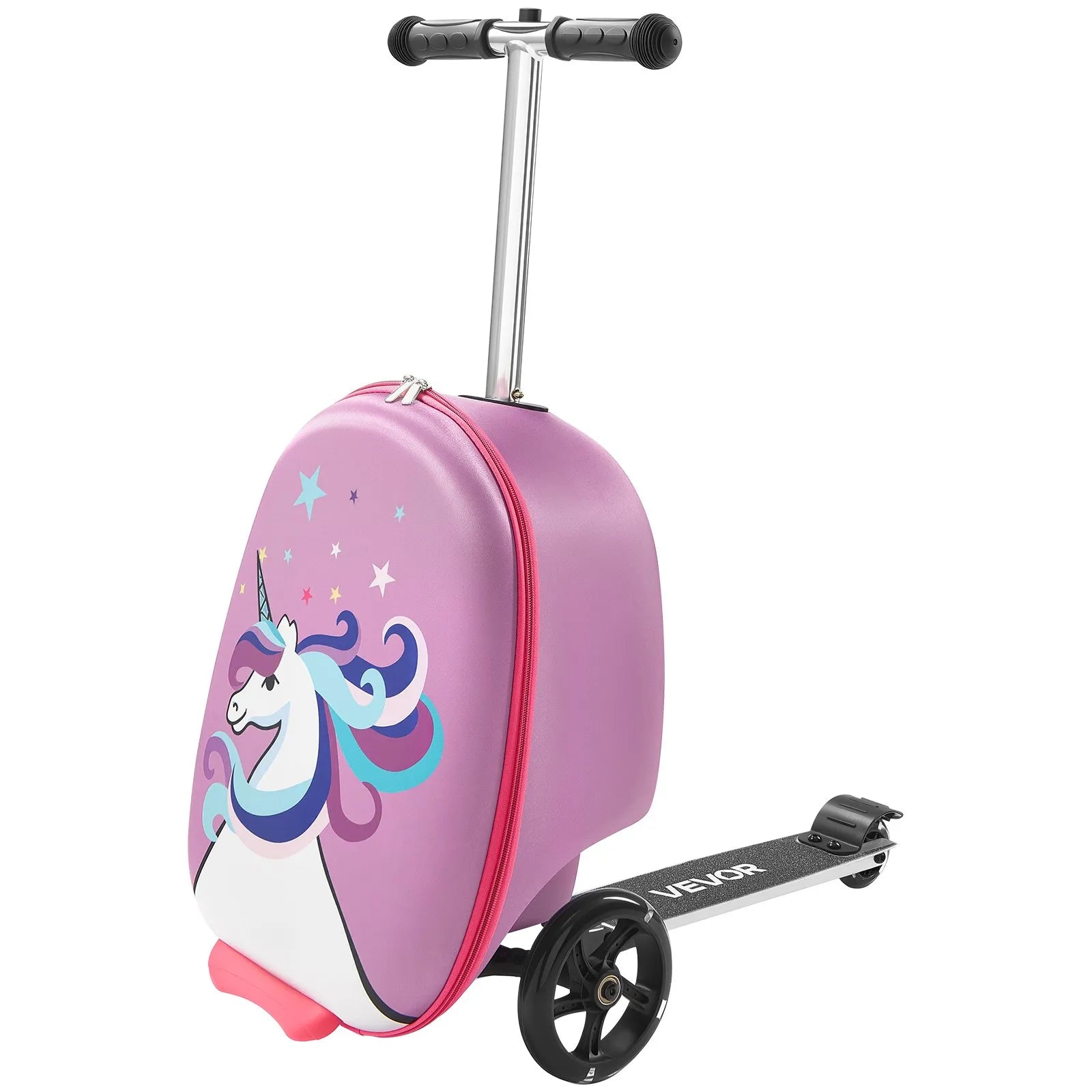 VEVOR Ride-on Luggage 20-inch Kids Scooter Suitcase with Flash Wheels Purple