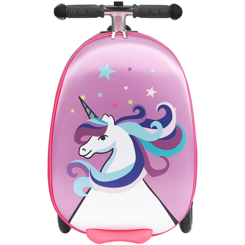 VEVOR Ride-on Luggage 20-inch Kids Scooter Suitcase with Flash Wheels Purple