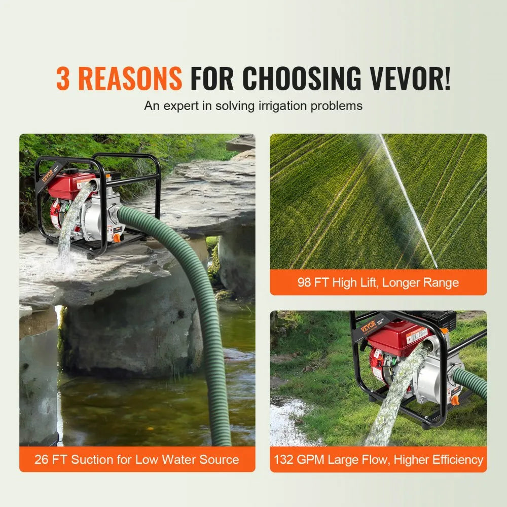VEVOR Gasoline Engine Water Pump Gas Powered Water Transfer Pump 2