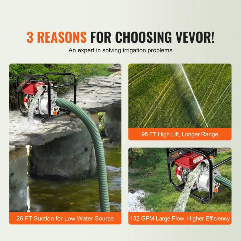 VEVOR Gasoline Engine Water Pump Gas Powered Water Transfer Pump 2