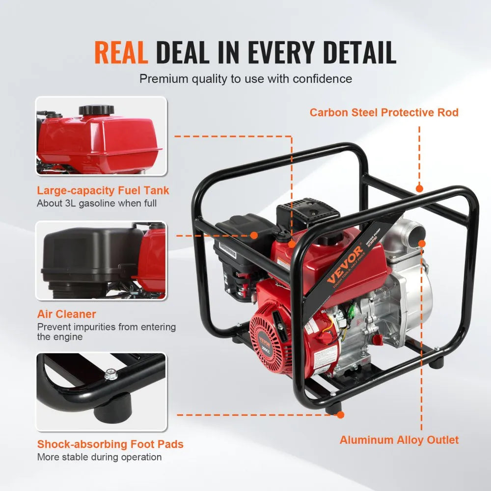 VEVOR Gasoline Engine Water Pump Gas Powered Water Transfer Pump 2