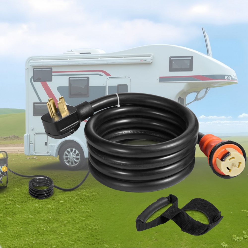 VEVOR Generator Cord, 15FT Generator Power Cord with Plug in & Out Pin of Inlet Box Side, 50AMP SS2-50R/CS6375 Style Inlets Cable, 12000W Extension Cord, 125/250V Power Tested to UL Standards