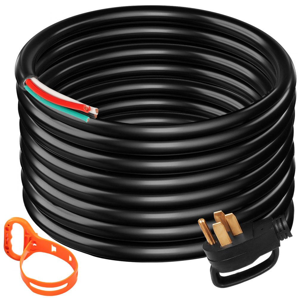 25' 50A RV Camp Power Cord Generator Cord 6/3 + 8/1 AWG NEMA 14-50P to Bare Wire