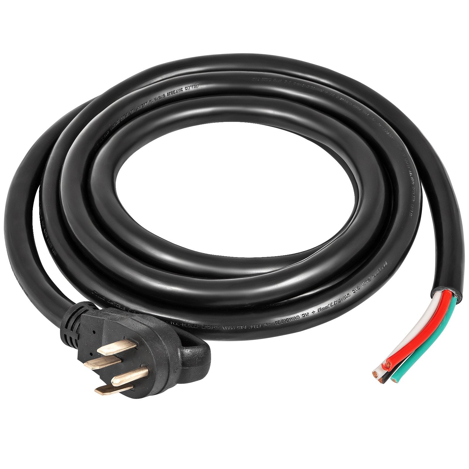40' 50A RV Camp Power Cord Generator Cord 6/3 + 8/1 AWG NEMA 14-50P to Bare Wire