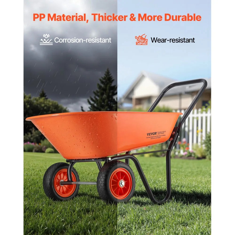VEVOR Wheelbarrow Cart 2 Wheels Garden Dump Cart 397 lbs Yard Utility Cart
